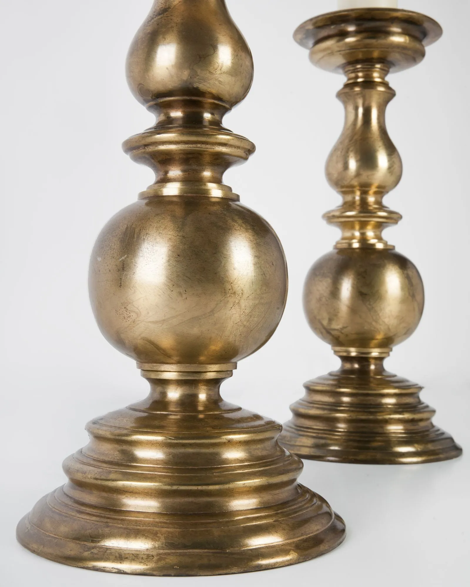 Brass Baluster Form Table Lamps by Paul Hanson