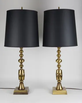 Brass Baluster Form Table Lamps