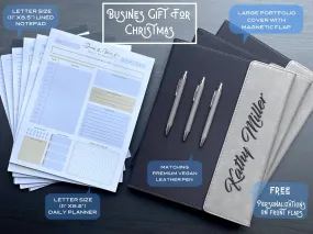 Business Gift for new year, Personalized Portfolio   Daily Planner   Matching Pen, Engraved Padfolio, Boss Gifts