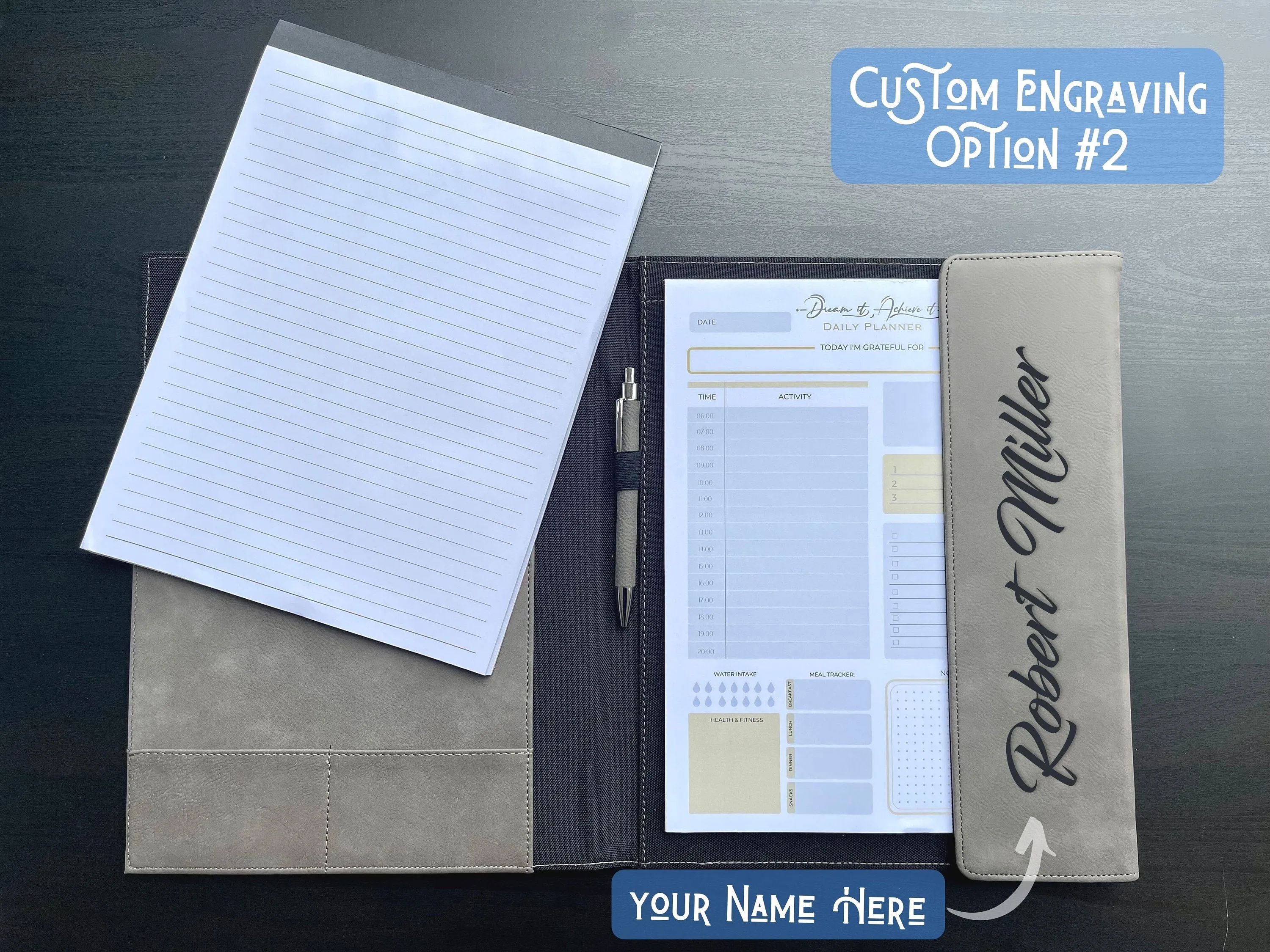 Business Gift for new year, Personalized Portfolio   Daily Planner   Matching Pen, Engraved Padfolio, Boss Gifts