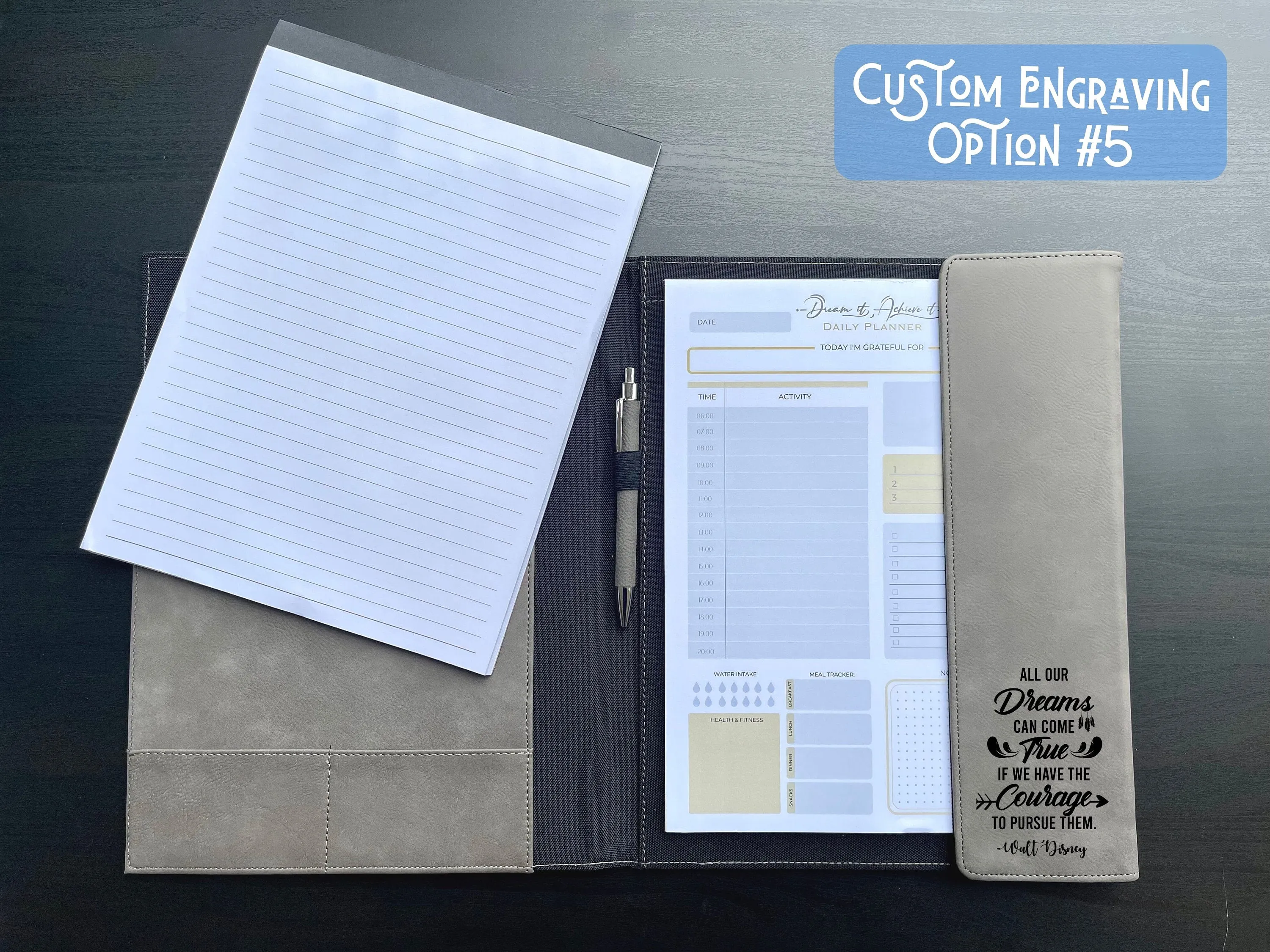 Business Gift for new year, Personalized Portfolio   Daily Planner   Matching Pen, Engraved Padfolio, Boss Gifts