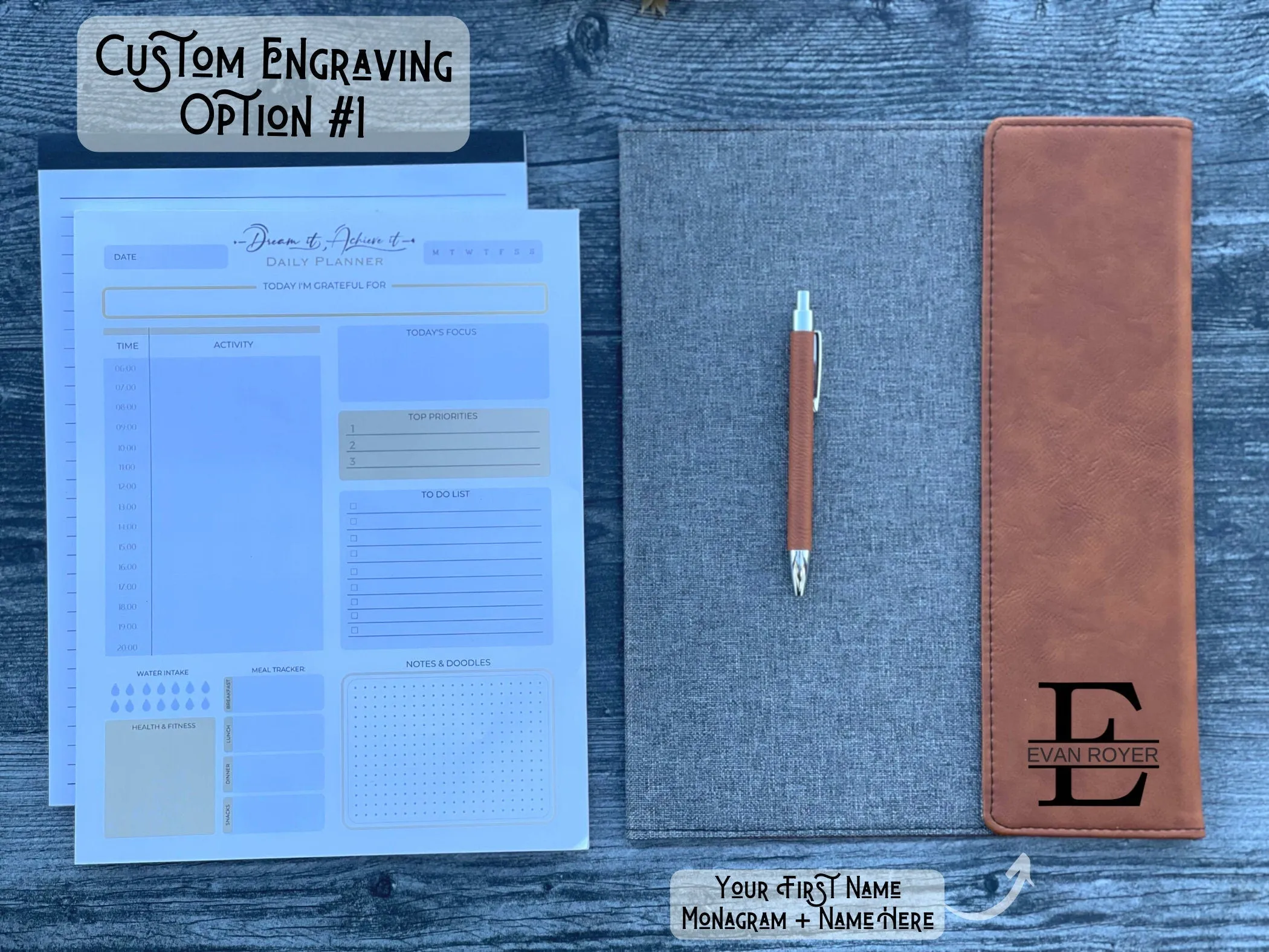 Business Gift Set, Dream lt Achieve It Daily Planner   Padfolio   Pen,