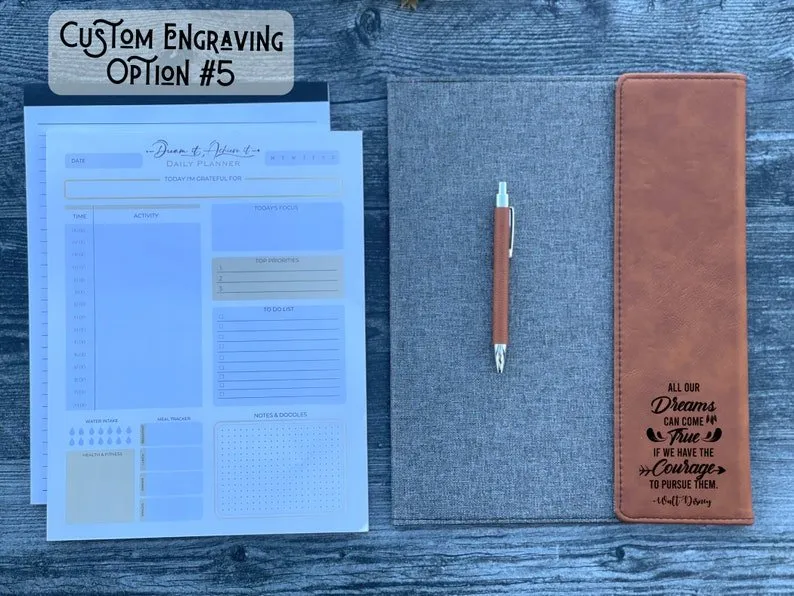 Business Gift Set, Dream lt Achieve It Daily Planner   Padfolio   Pen,