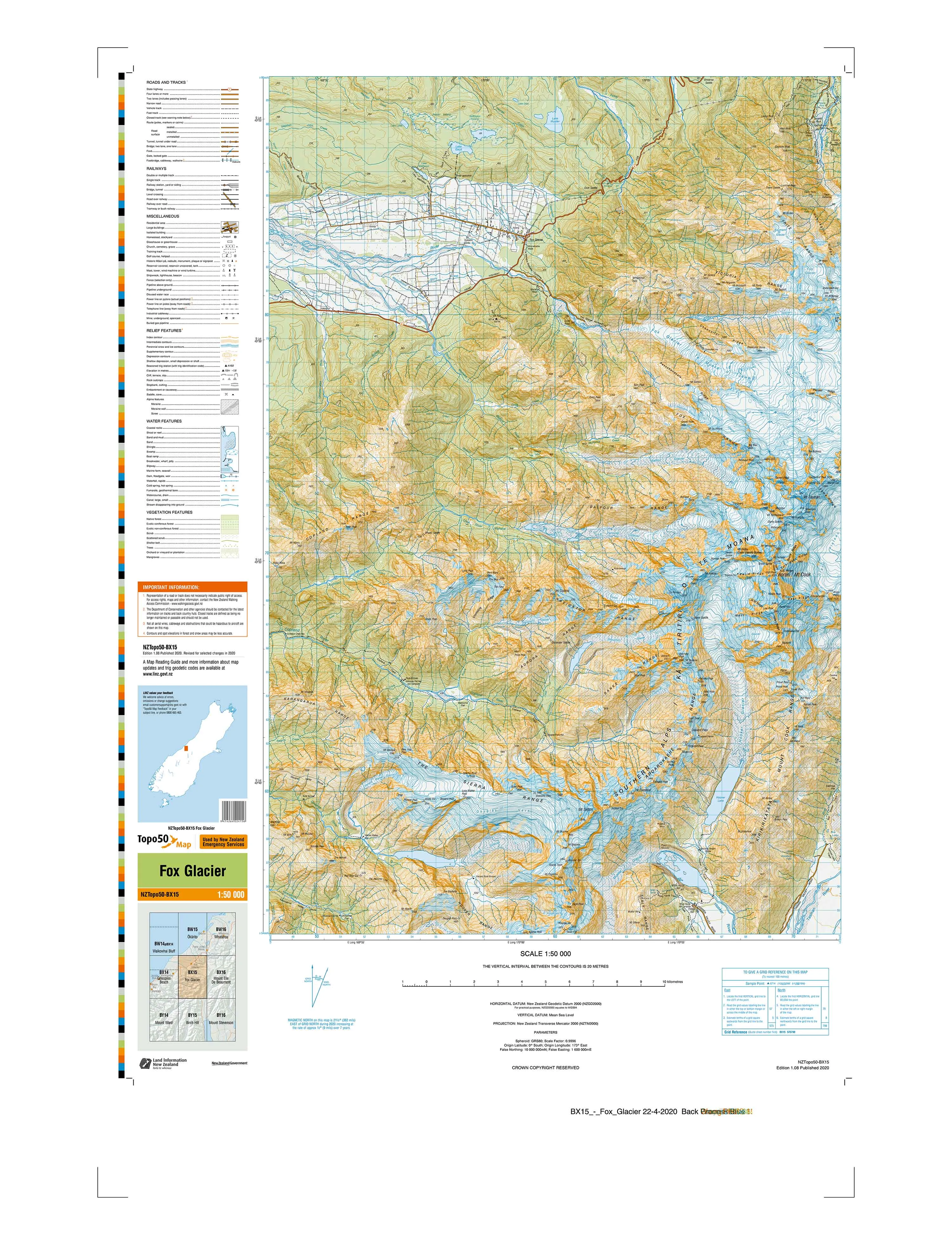 BX15 - Fox Glacier Topo50 map