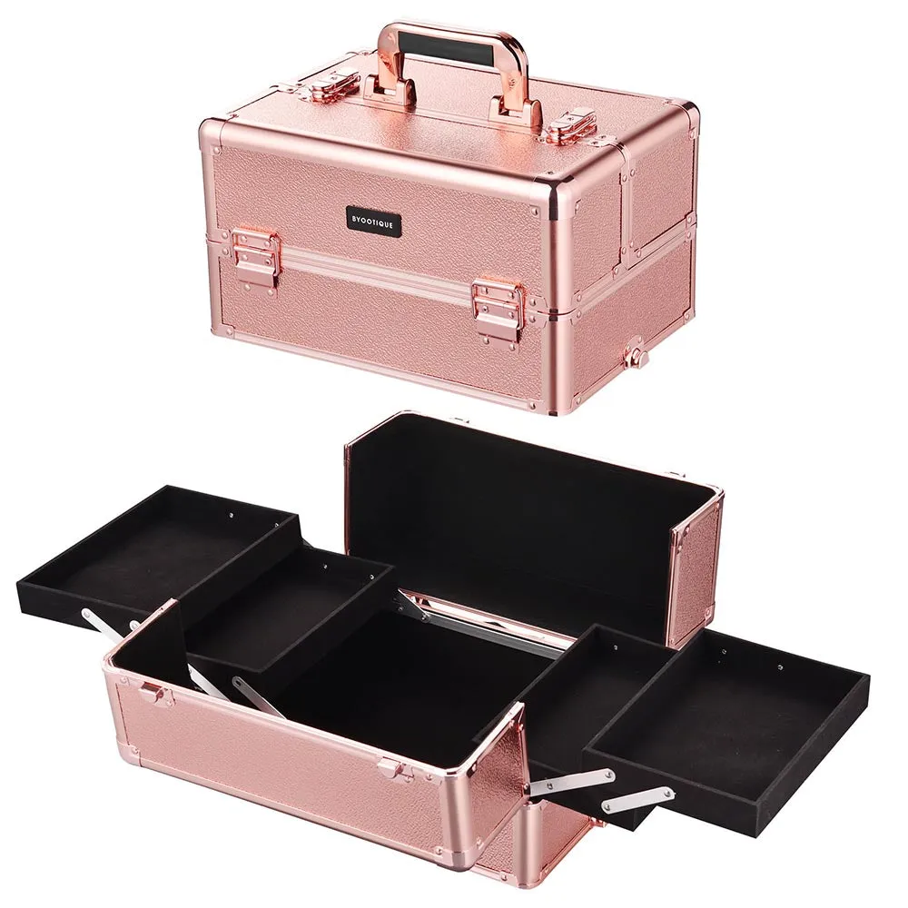 Byootique Portable Manicure Table 4in1 Rolling Makeup Case Pink