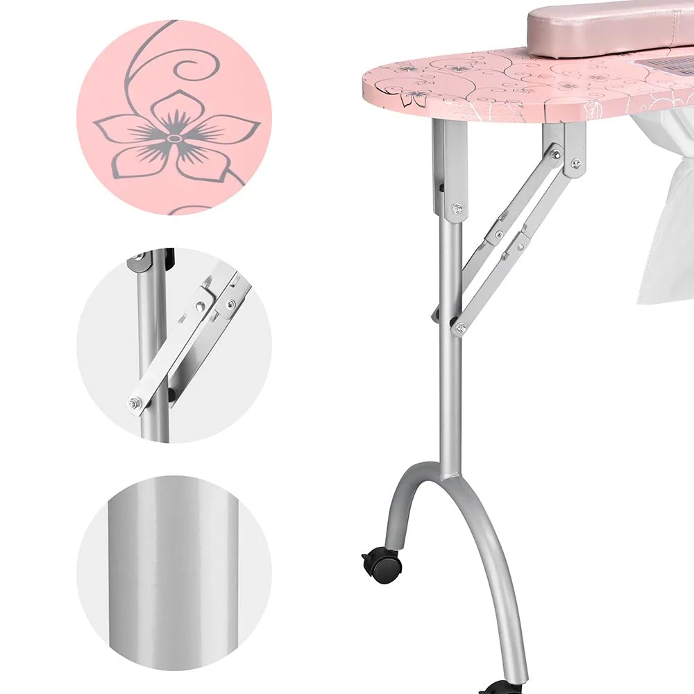 Byootique Portable Manicure Table 4in1 Rolling Makeup Case Pink
