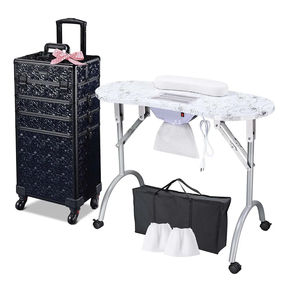 Byootique Portable Manicure Table 4in1 Rolling Makeup Case