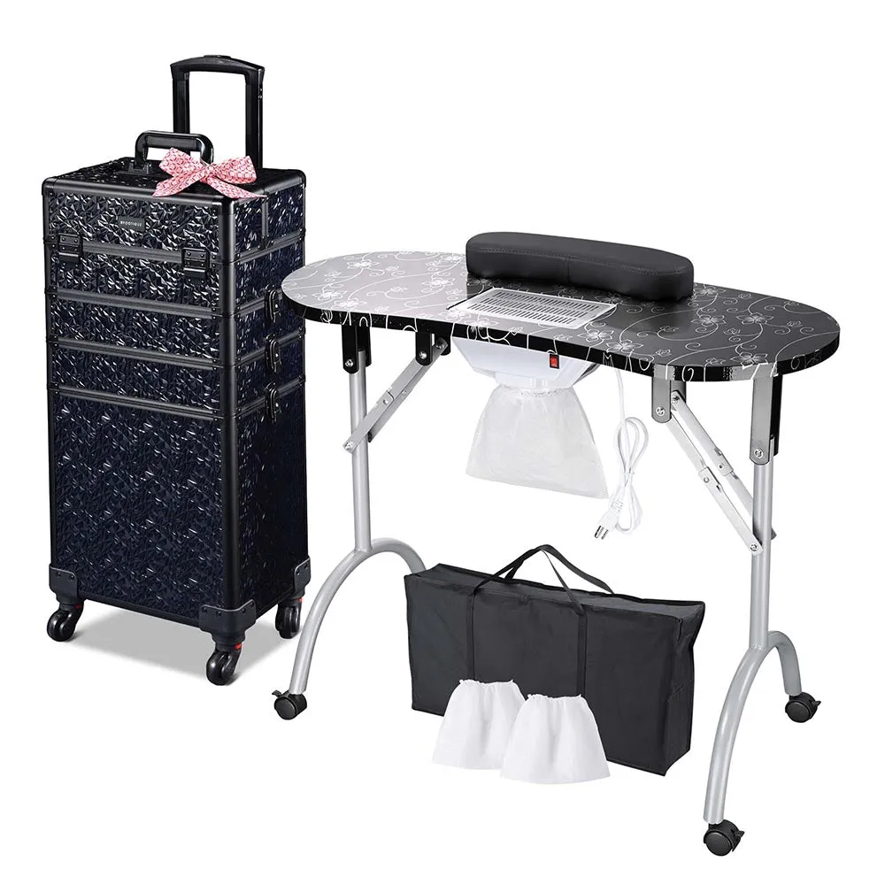 Byootique Portable Manicure Table 4in1 Rolling Makeup Case