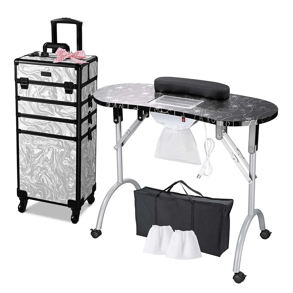 Byootique Portable Manicure Table 4in1 Rolling Makeup Case