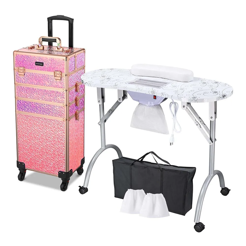 Byootique Portable Manicure Table 4in1 Rolling Makeup Case