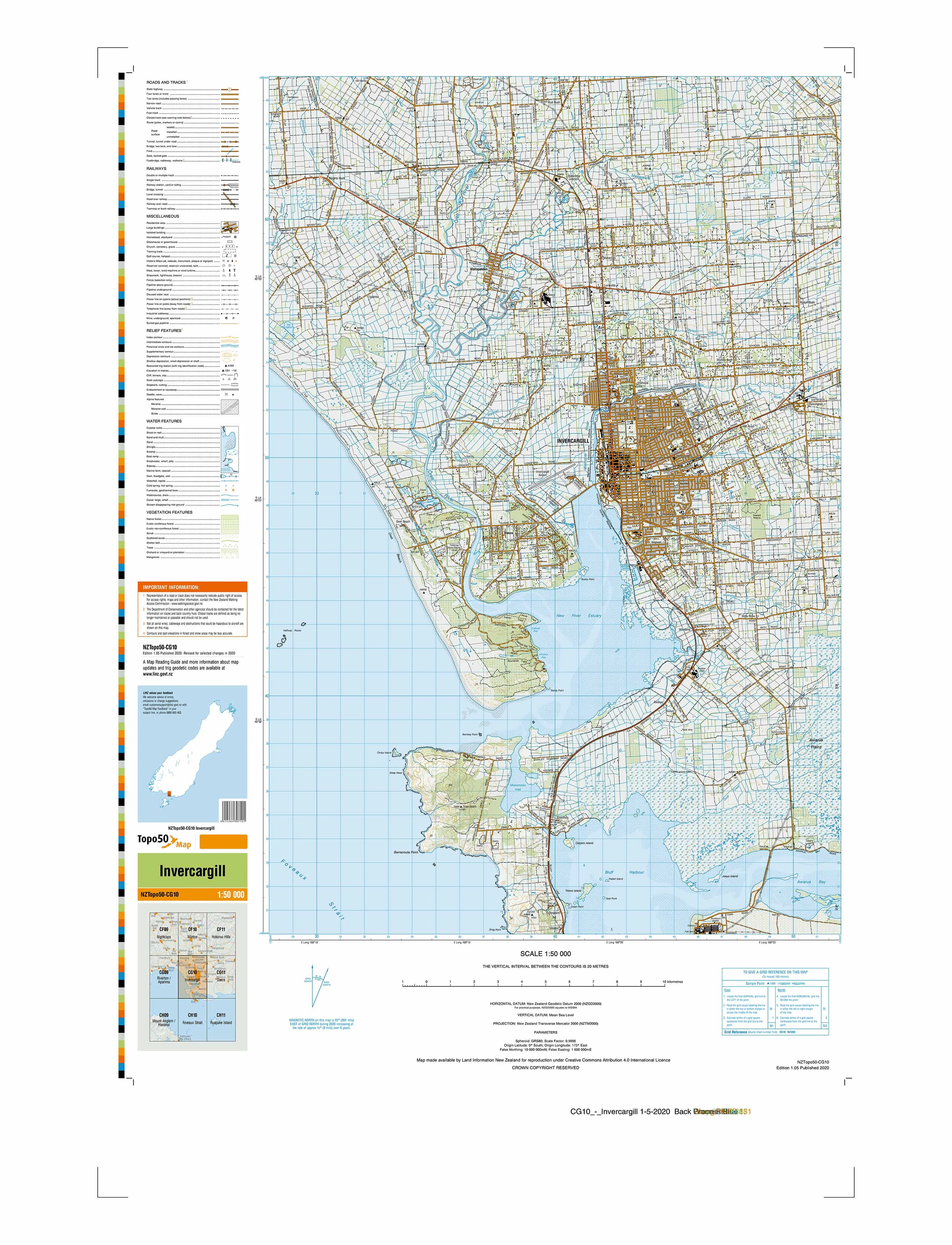 CG10 - Invercargill Topo50 map