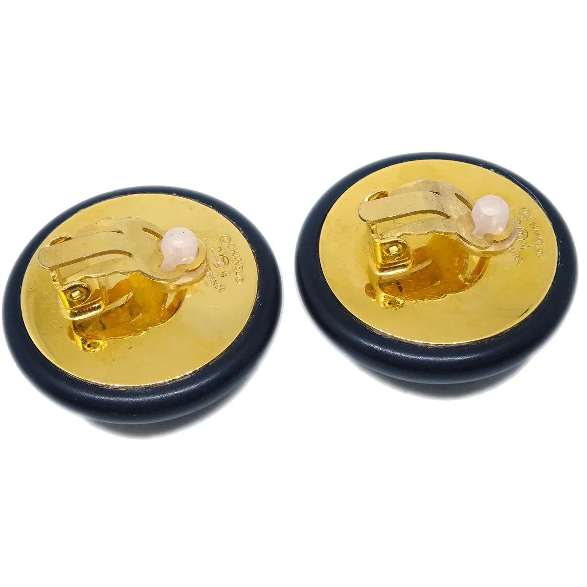 Chanel Black Button Earrings Clip-On 24