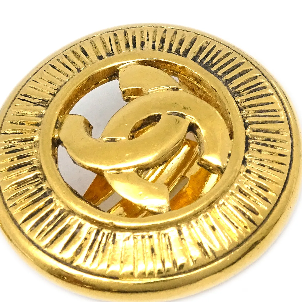 Chanel Button Earrings Clip-On Gold 8776