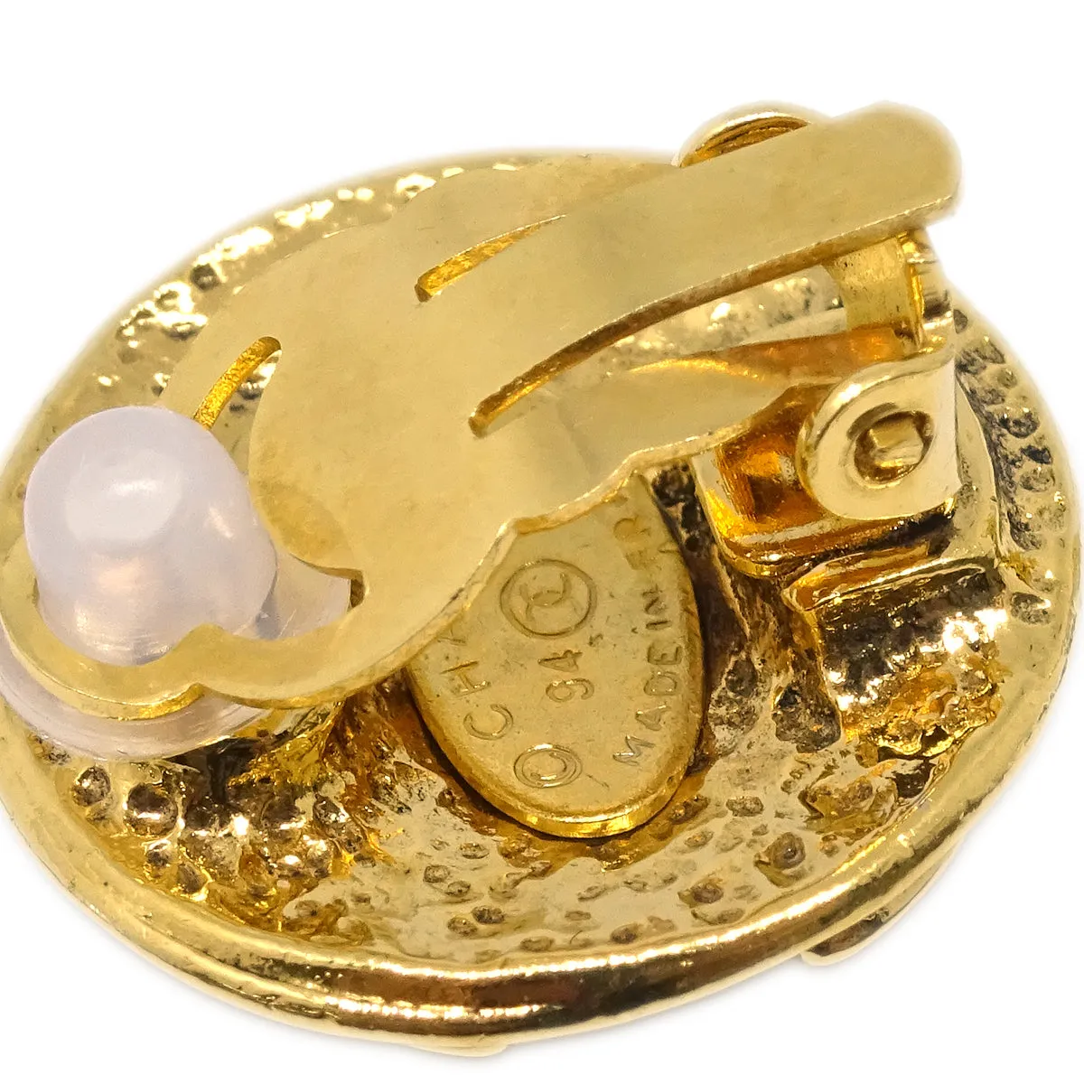Chanel Button Earrings Clip-On Gold 94P