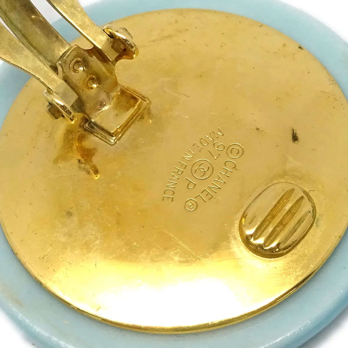 Chanel Button Earrings Clip-On Gold 97P