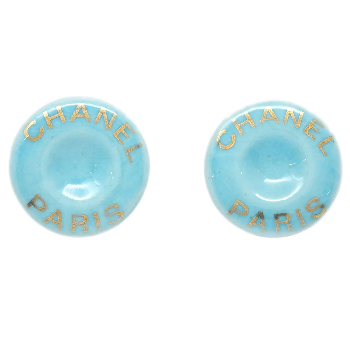 Chanel Button Earrings Clip-On Gold 97P
