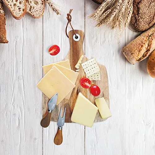 Cheese Board set 3, an Acacia Wood Cheese Plate & Cheese Knfe & Cheese Fork