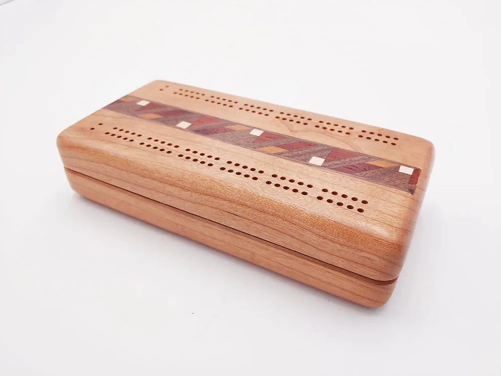 Cherry Cribbage Board Inlay and Cards