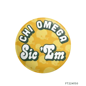 Chi Omega Game Day PR Button Design
