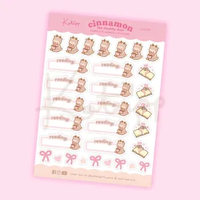 Cinnamon Pink Coquette Reading Stickers | Kawaii Planner Stickers for Book Lovers & Journals | CC003