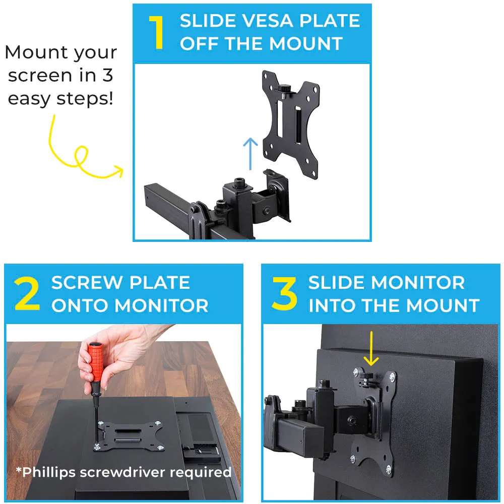 Clamp-On Triple Monitor Mount