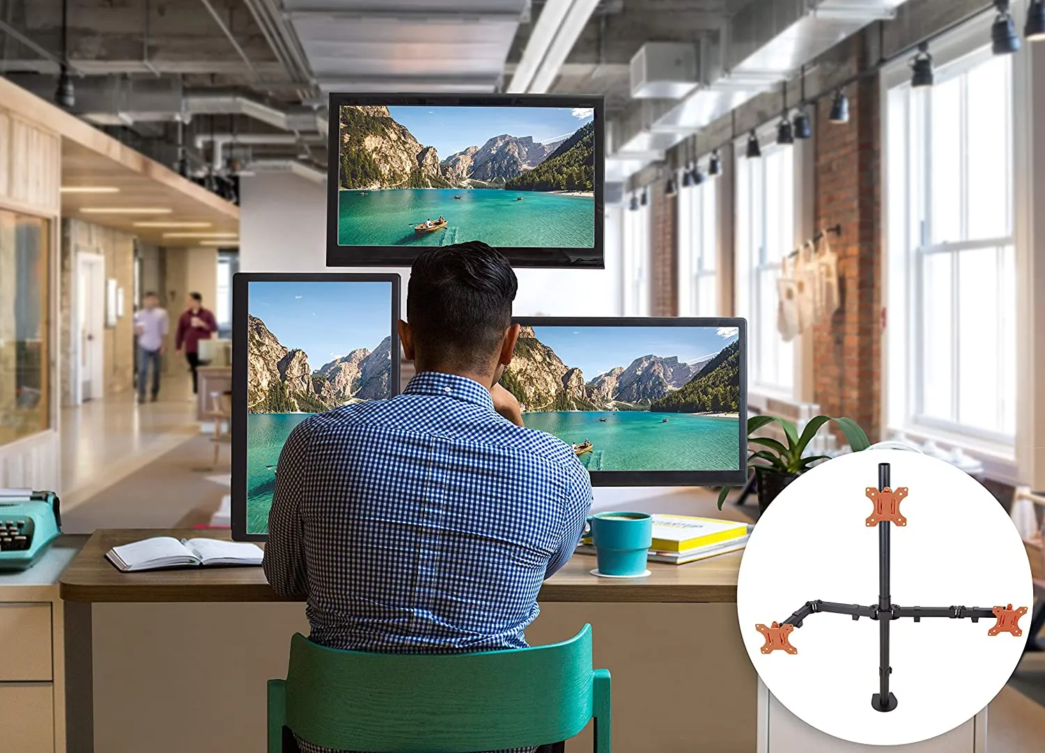 Clamp-On Triple Monitor Mount