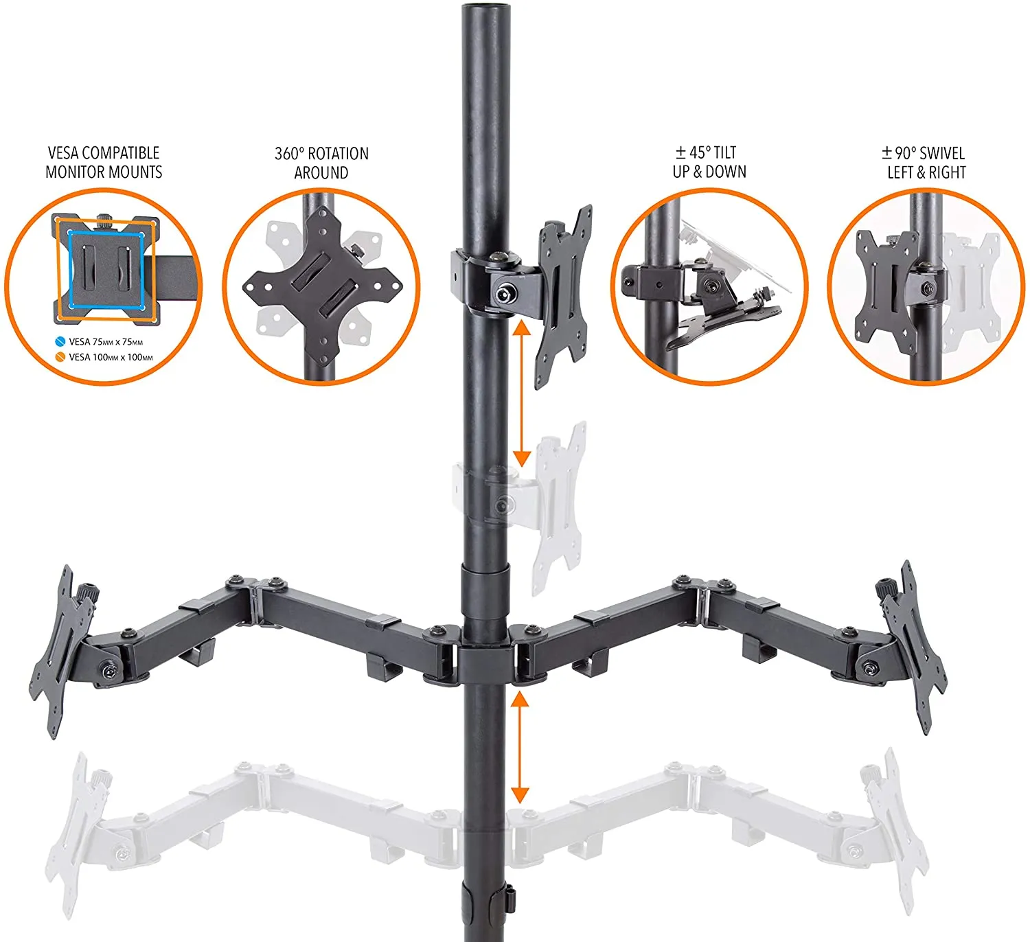 Clamp-On Triple Monitor Mount