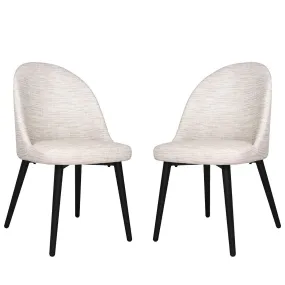 Classic Dining Chair Set of 2, Modern Family Leisure Chair with Steel Legs, PU Leather Mid Back Side Chair, White