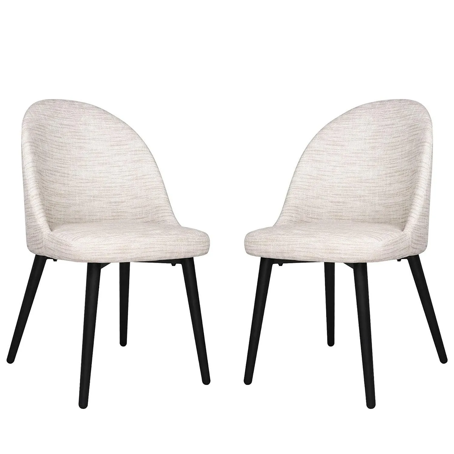 Classic Dining Chair Set of 2, Modern Family Leisure Chair with Steel Legs, PU Leather Mid Back Side Chair, White