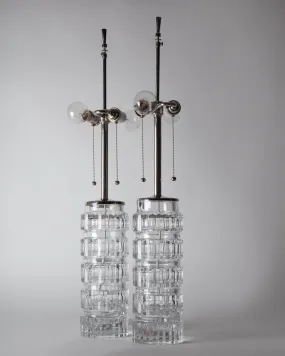 Clear Cut Glass Lamps by Kosta