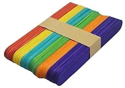 COLORED WOODEN ICE CREAM POPSICLE STICKS - 50NOS - BIG