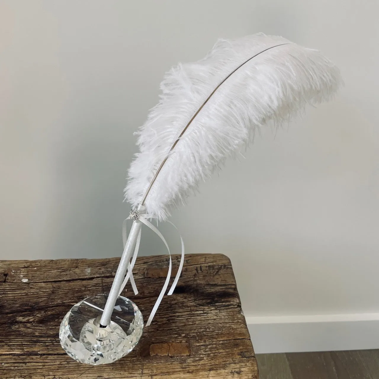 Crystal Wedding Pen Stand Paperweight - Round