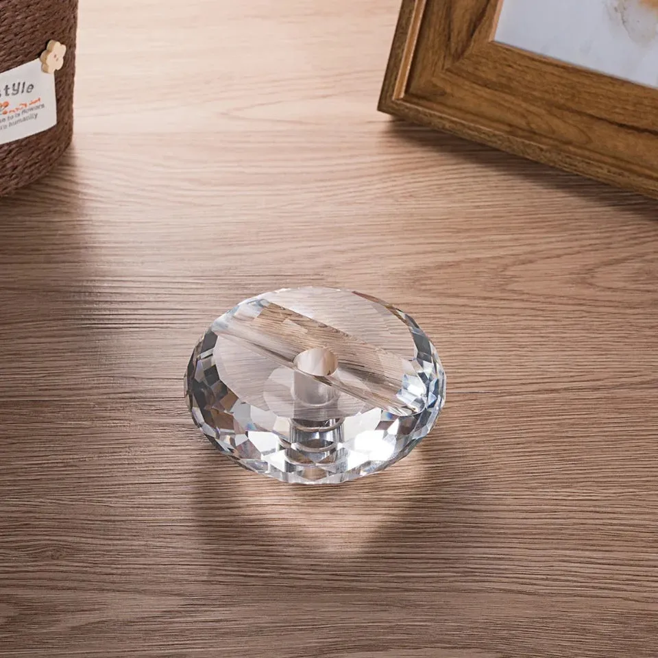 Crystal Wedding Pen Stand Paperweight - Round