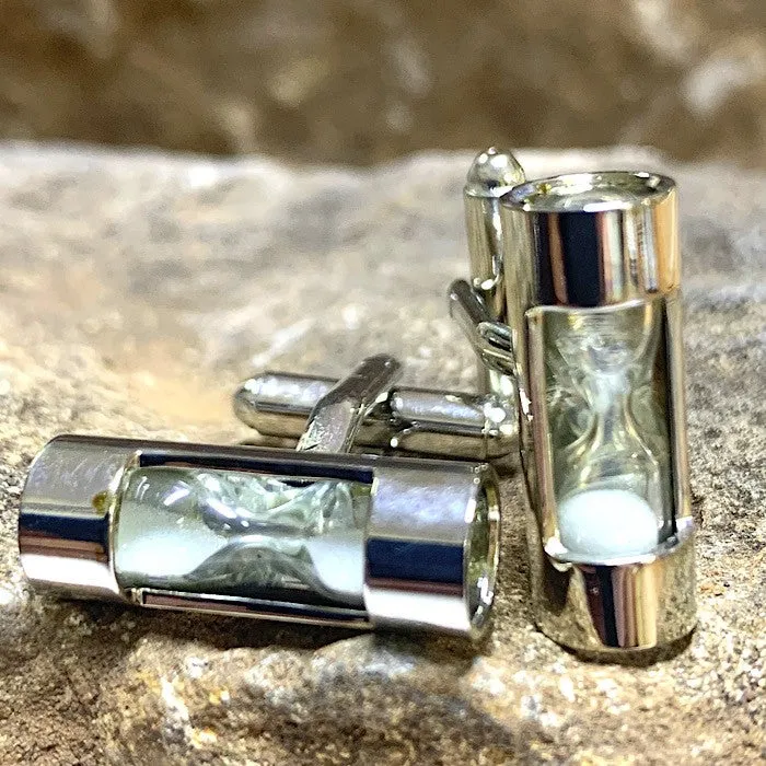 CUFFLINKS WHITE SAND TIMERS
