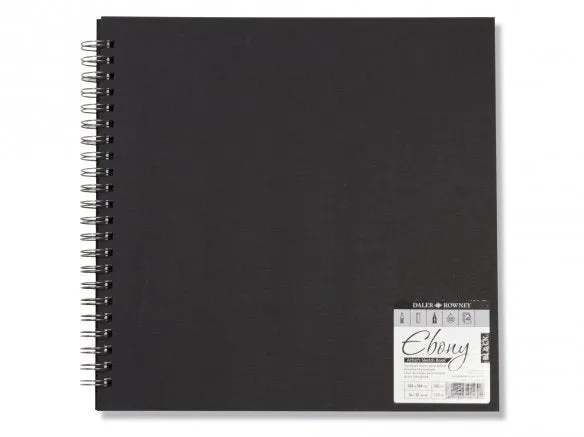 Daler Rowney Ebony Spiral Square Book White 50sht 160gsm acid free 31*31cm