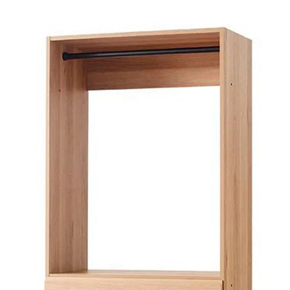 Dee Modular Closet System, 1 Metal Hanging Rod and 4 Drawers, Oak Brown By Casagear Home