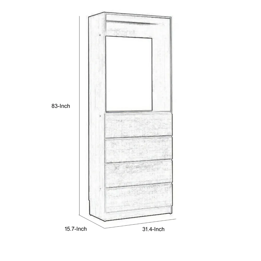 Dee Modular Closet System, 1 Metal Hanging Rod and 4 Drawers, Oak Brown By Casagear Home