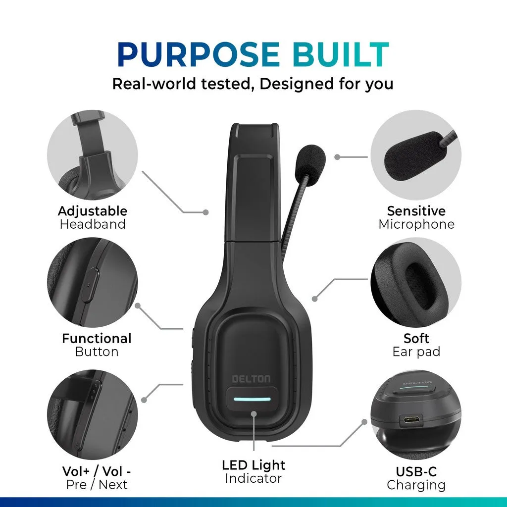 Delton 20X Professional Wireless Computer Headset with Mic   USB Dongle   Hook