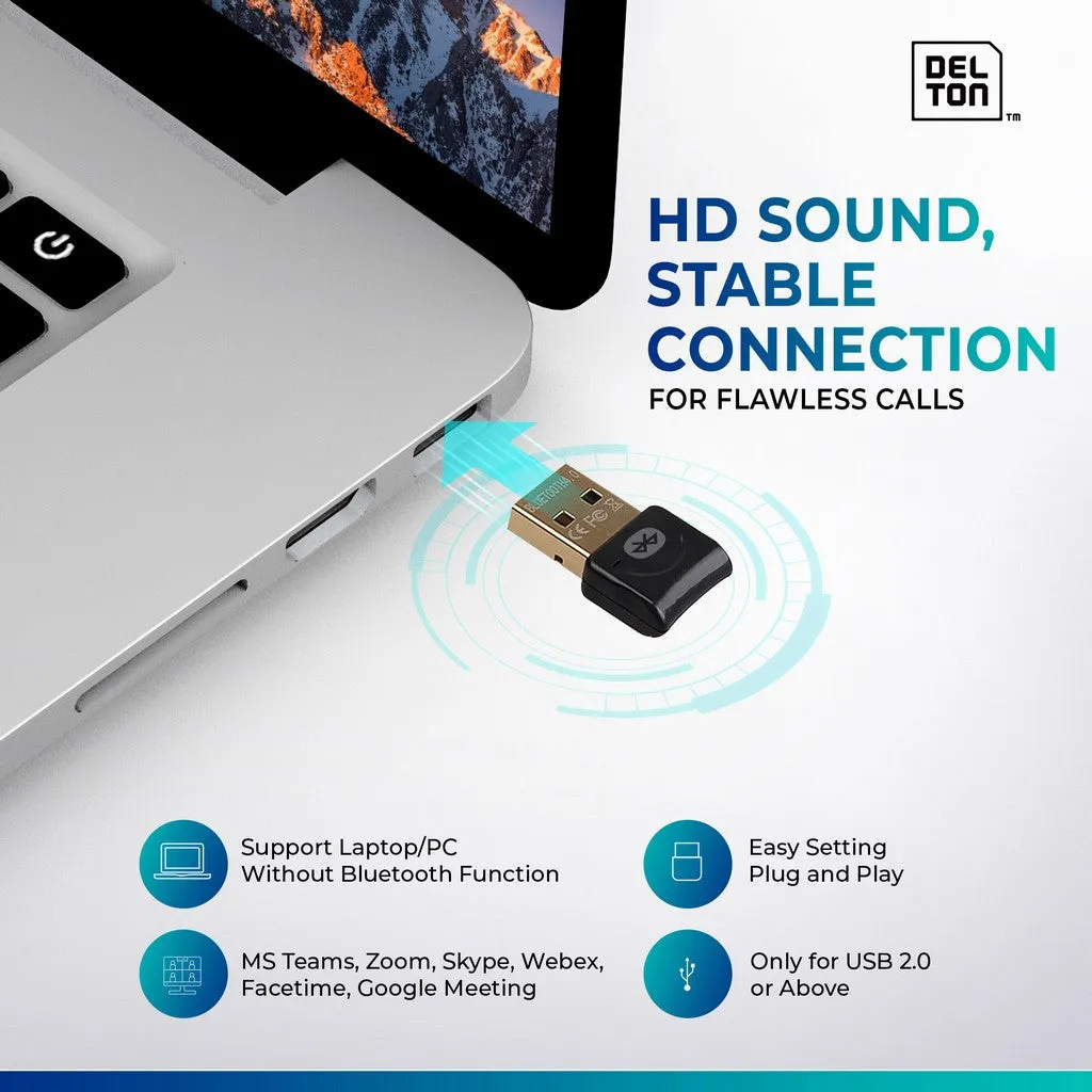 Delton 20X Professional Wireless Computer Headset with Mic   USB Dongle   Hook