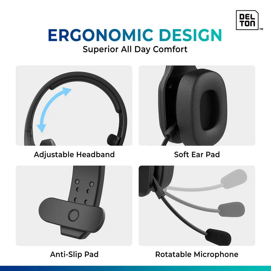 Delton 20X Professional Wireless Computer Headset with Mic   USB Dongle   Hook