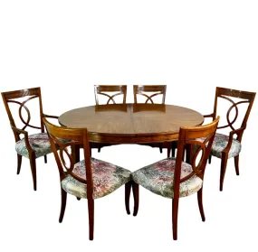 Dining Set, Oval Table with 2 18" Leaves, Table Pads, 2 Arm Chairs, 4 Side Chairs