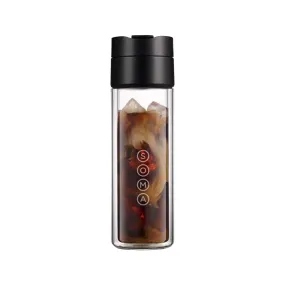 Double Wall Glass Brew Bottle | Stainless Steel Filter, Leak-Proof Lid, 12oz
