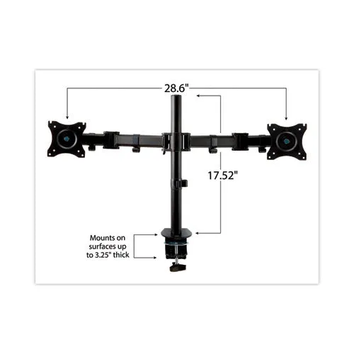 Dual Monitor Mount, For 27" Monitors, 360 Degree Rotation,  45 Degree/-45 Degree Tilt, 90 Degree Pan, Black, Supports 20 Lb