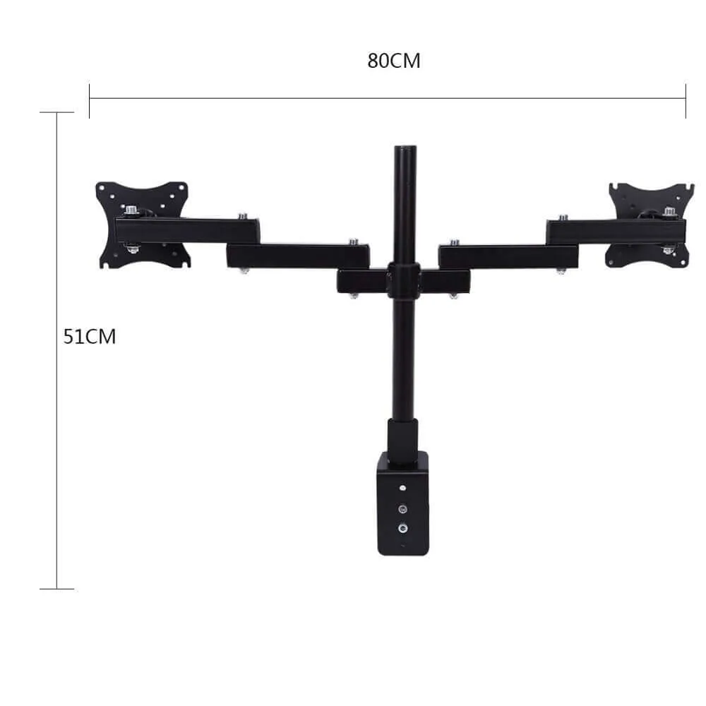 Dual Monitor Stand Bracket Mount 14"-24" Screens 360-degree Rotation