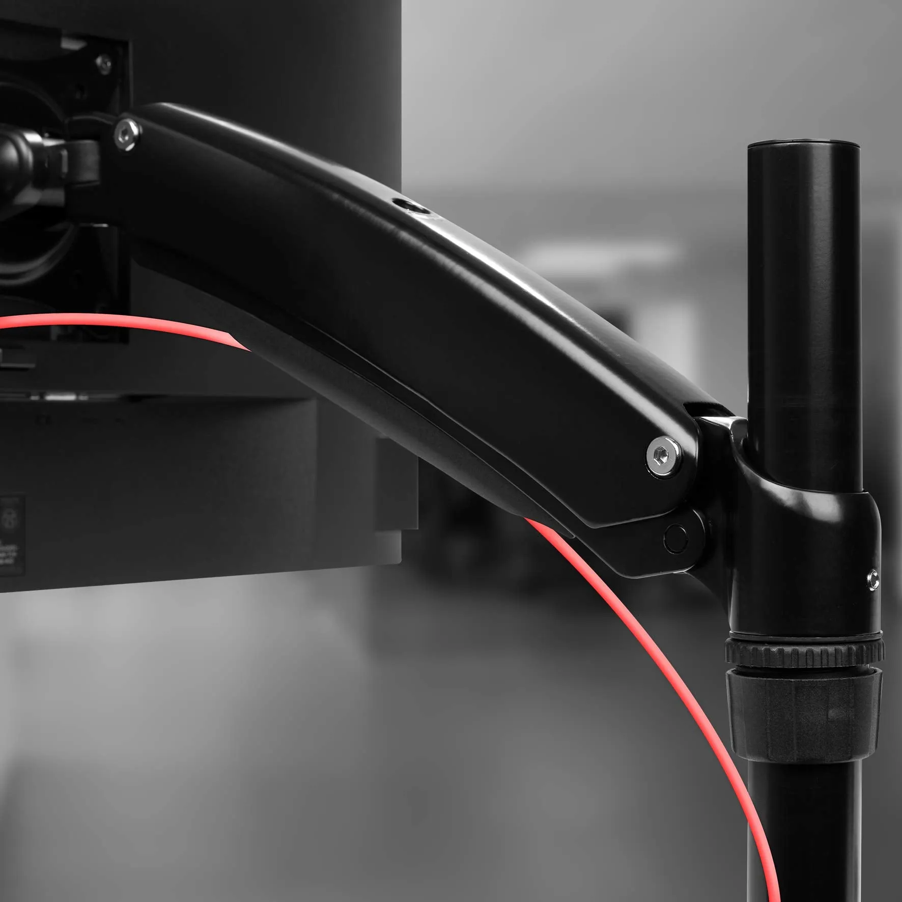 Duronic Monitor Arm Stand DM551X2 | Single PC Desk Mount | BLACK | Aluminium | Height Adjustable | For One 15-27 LED LCD Screen | VESA 75/100 | 7.8kg Capacity | Tilt -90°/ 85°,Swivel 180°,Rotate 360°