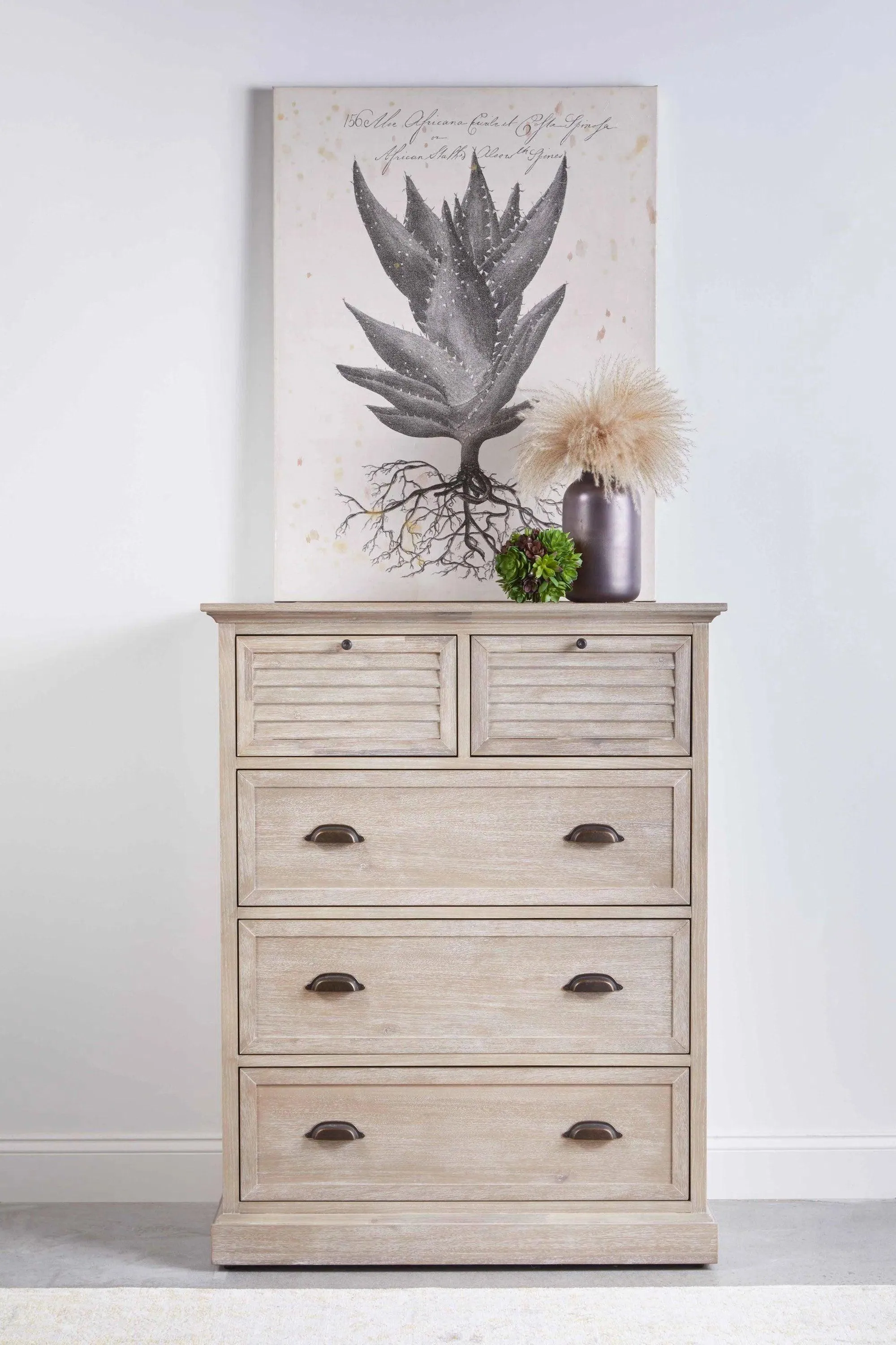 Eden 5-Drawer High Chest Natural Gray Acacia