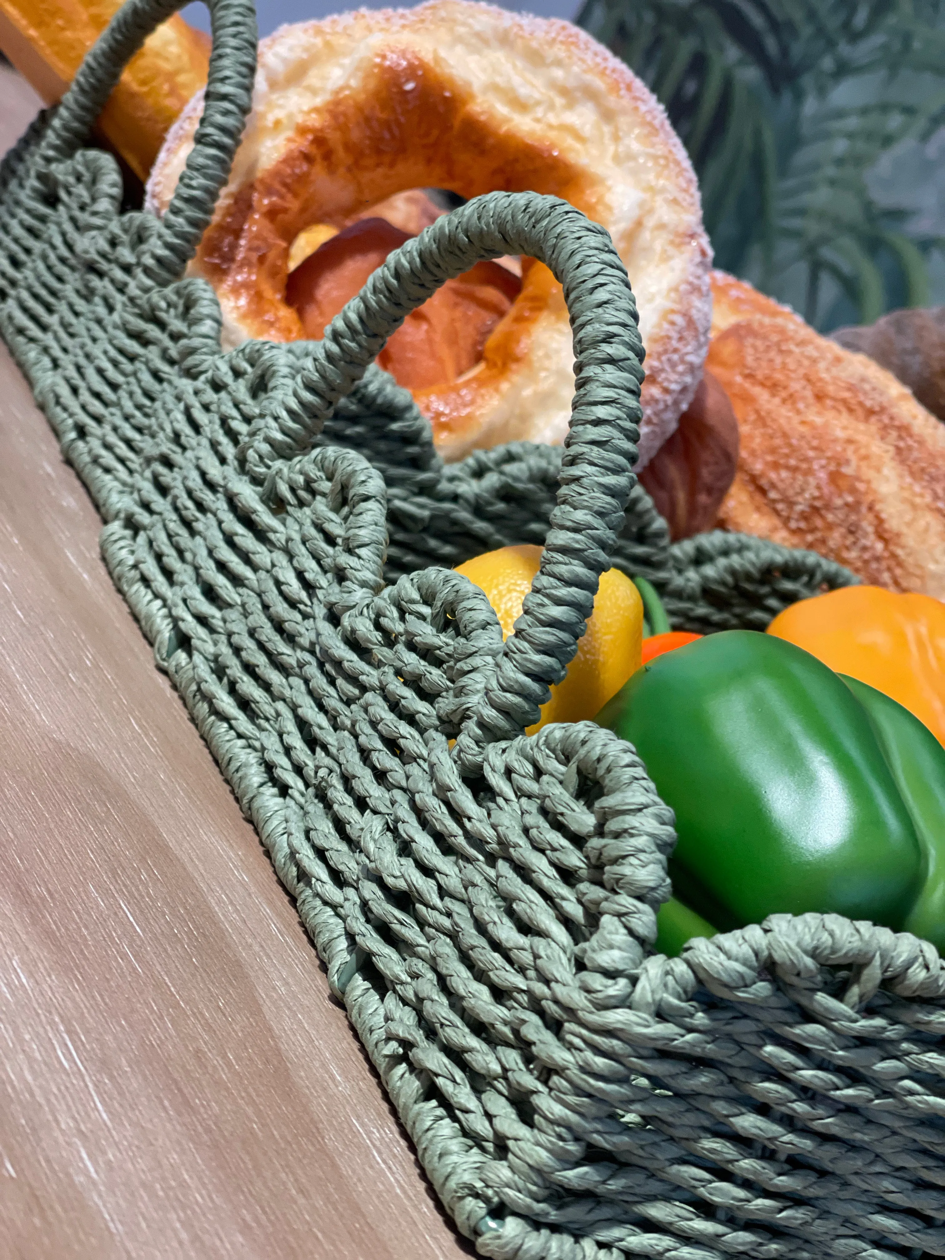 ELE LIGHT & DECOR Decorative Woven Paper Rope Farmhouse Serving Tray Set of 2