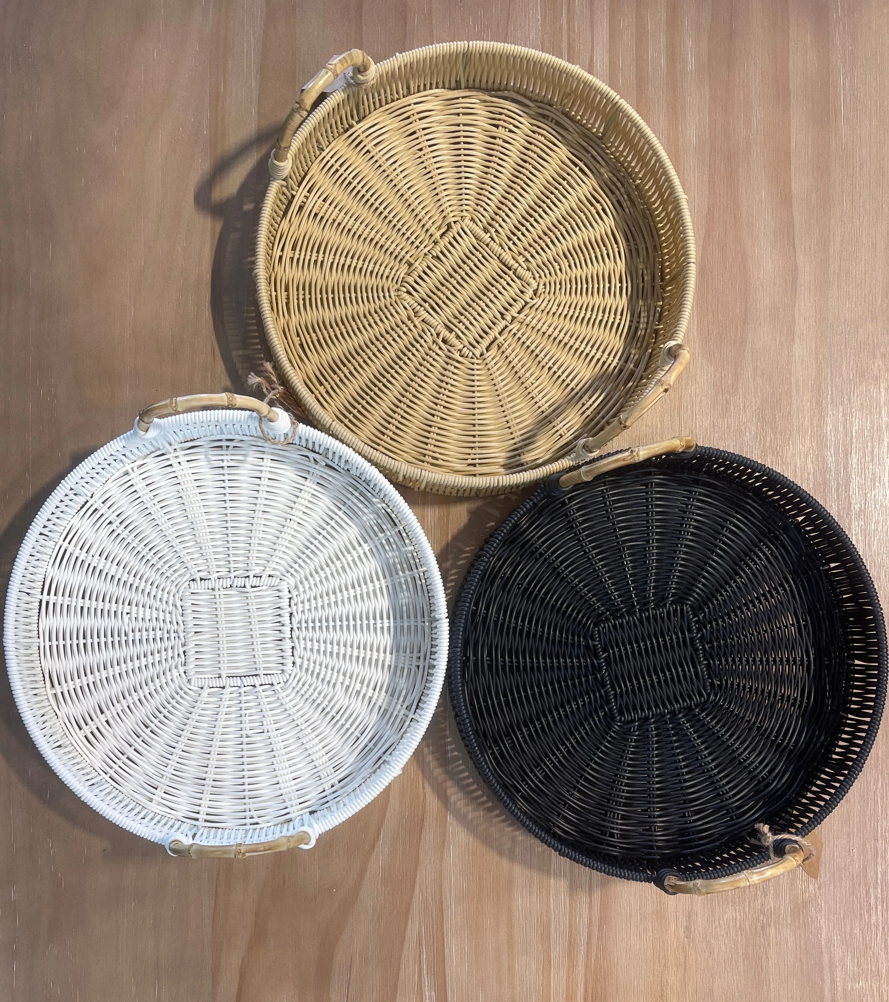 ELE LIGHT & DECOR Outdoor/Indoor Decorative Black Wicker Serving Tray Handle