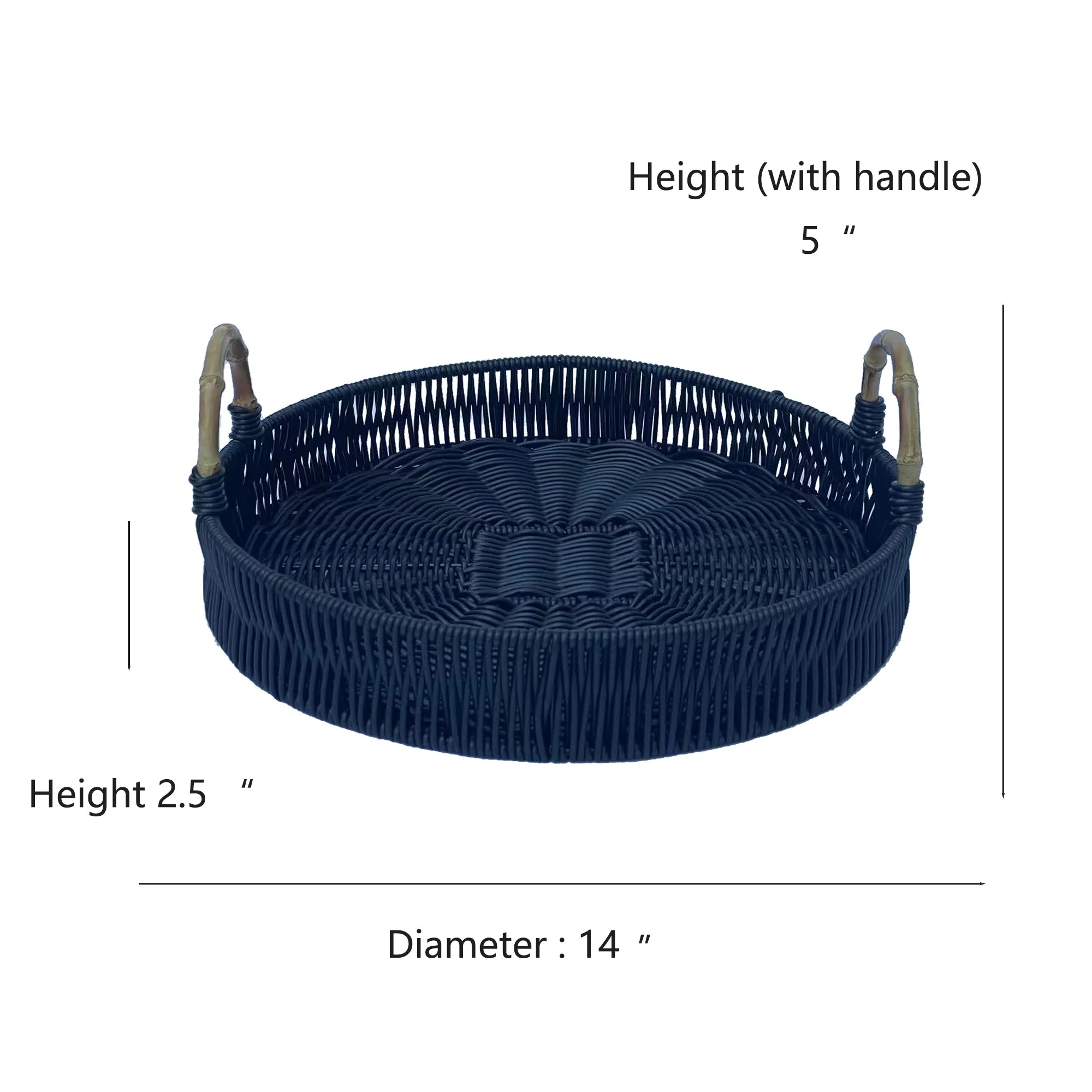 ELE LIGHT & DECOR Outdoor/Indoor Decorative Black Wicker Serving Tray Handle
