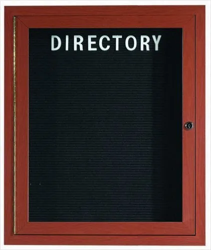 Enclosed Outdoor 30"x36" One Door Aluminum Oak Wood Look Directory Changeable Letter Board